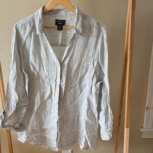 Jones New York | 100% Linen | Striped Button-Down Shirt | 2X Plus